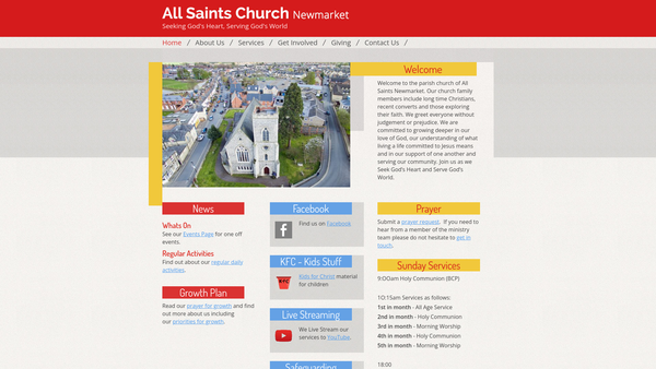 Screenshot of the Parochial Church Council Of All Saints Church Newmarket website