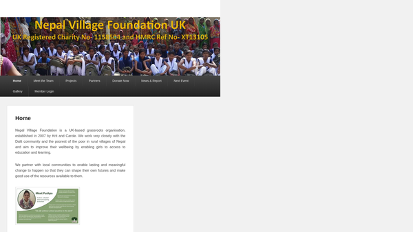 Screenshot of the Nepal Village Foundation, UK website