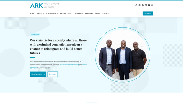 Screenshot of the Ark Resettlement Services website