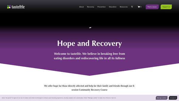 Screenshot of the Tastelifeuk website