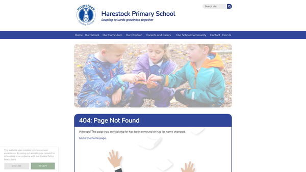Screenshot of the Harestock Friends Of School website