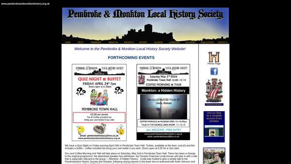 Screenshot of the Pembroke & Monkton Local History Society website