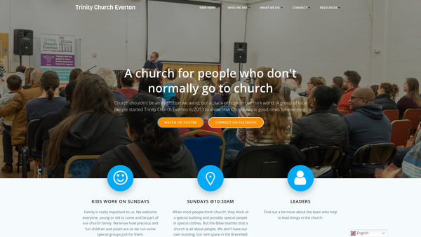Screenshot of the Trinity Church Everton website