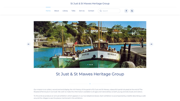 Screenshot of the St Just And St Mawes Heritage Group website