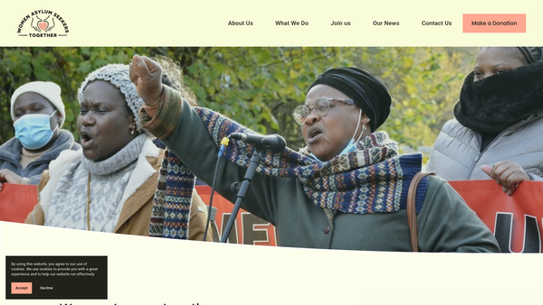 Screenshot of the Women Asylum Seekers Together website