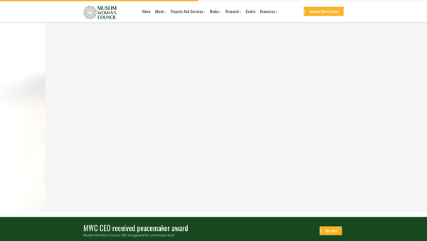Screenshot of the Muslim Women's Council website