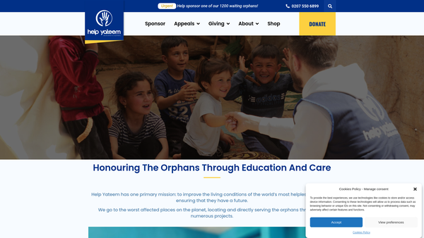 Screenshot of the Help Yateem website