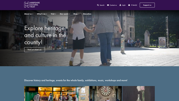 Screenshot of the Hampshire Cultural Trust website
