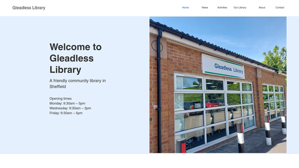 Screenshot of the The New Gleadless Library website
