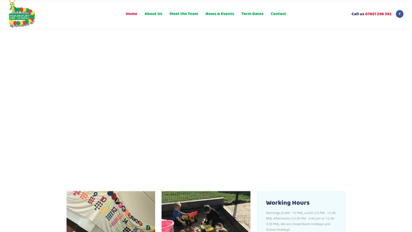 Screenshot of the Paulerspury Pre-School website