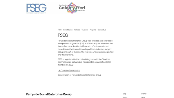 Screenshot of the Ferryside Social Enterprise Group website