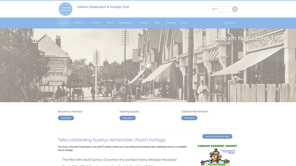 Screenshot of the Cobham Conservation And Heritage Trust website