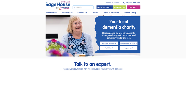 Screenshot of the Sage House, Tangmere website