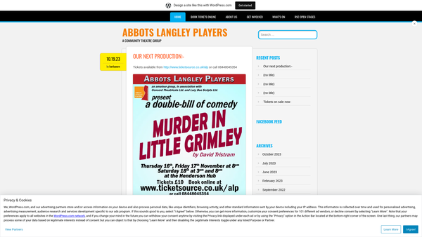 Screenshot of the Abbots Langley Players website