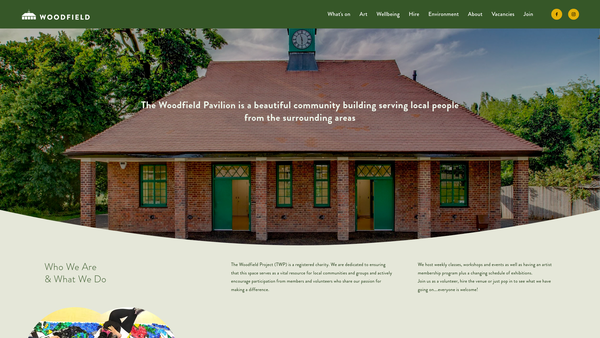 Screenshot of the The Woodfield Project website