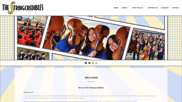 Screenshot of the The Stringcredibles website