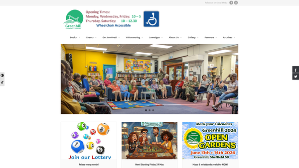 Screenshot of the Friends Of Greenhill Library website