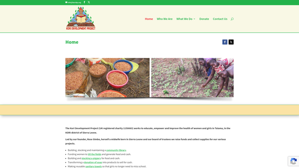 Screenshot of the Kori Development Project Ltd website