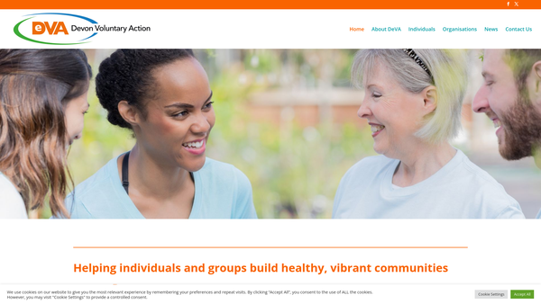 Screenshot of the Devon Voluntary Action website