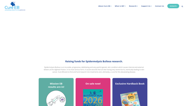 Screenshot of the Cure Eb (Formerly Known As Sohana Research Fund) website