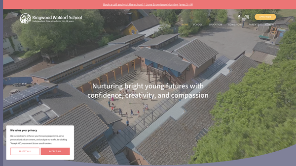 Screenshot of the Ringwood Waldorf School website