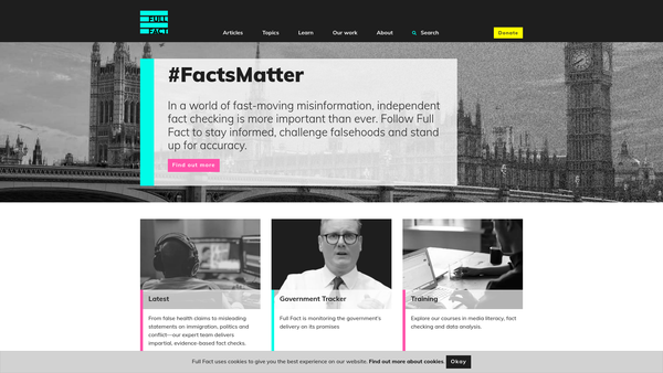 Screenshot of the Full Fact website