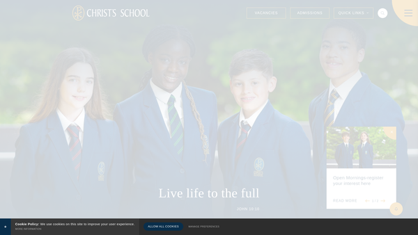 Screenshot of the Christ's School PTA website
