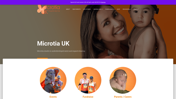 Screenshot of the Microtia UK website
