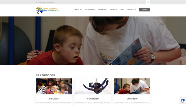 Screenshot of the Seaford Down's Syndrome And Special Needs Support Group website