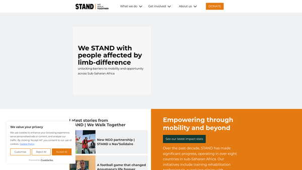 Screenshot of the Stand website