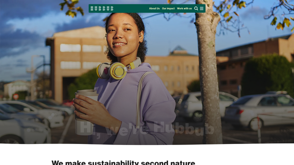Screenshot of the Hubbub Foundation UK website