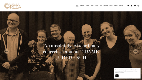 Screenshot of the Ensemble Reza website