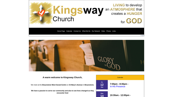 Screenshot of the Kingsway Church Fellowship website