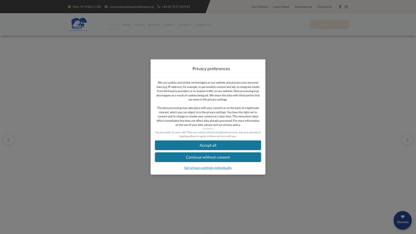 Screenshot of the Reach Equine and Outdoor Therapy website