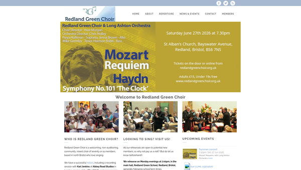 Screenshot of the Redland Green Choir website