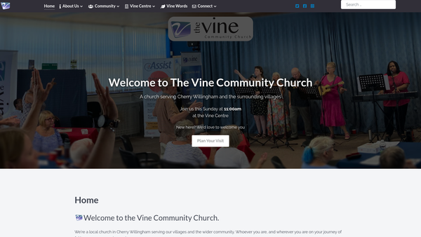 Screenshot of the Vine Community Church website