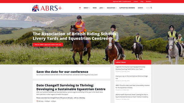 Screenshot of the Association Of British Riding Schools website