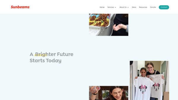 Screenshot of the Sunbeams London Ltd website