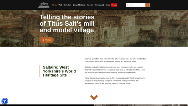 Screenshot of the The Saltaire World Heritage Education Association website