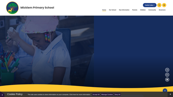 Screenshot of the Micklem Primary School Parent Teacher Association website