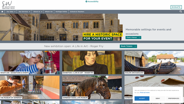 Screenshot of the The South West Heritage Trust website