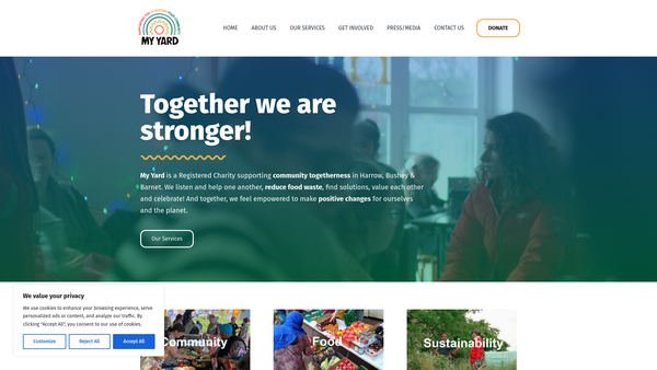 Screenshot of the My Yard website