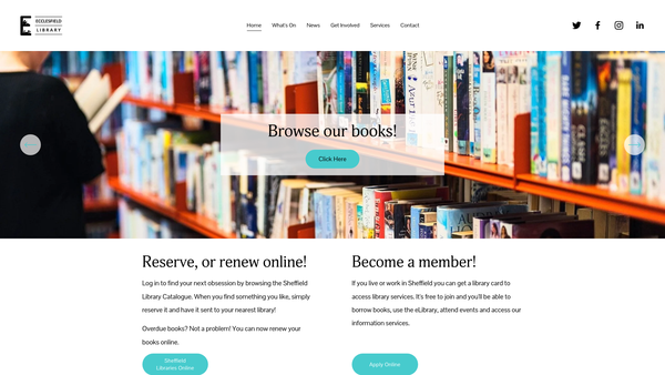 Screenshot of the Friends Of Ecclesfield Library CIO website