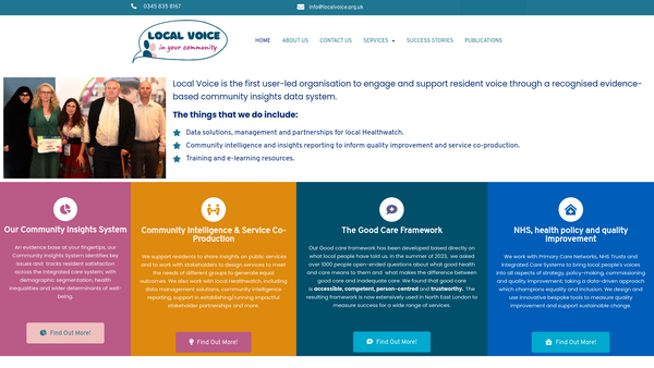 Screenshot of the Local Voice in the Community website
