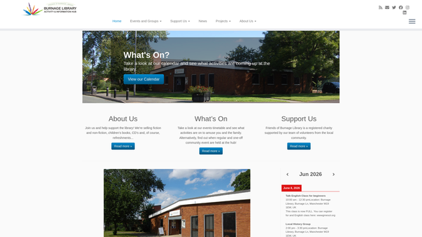 Screenshot of the Friends Of Burnage Library Ltd website