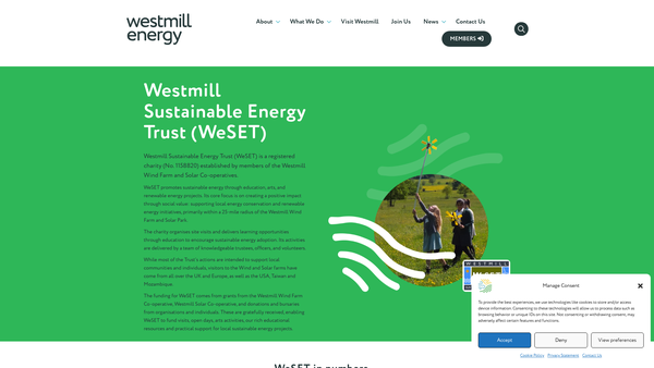 Screenshot of the The Westmill Sustainable Trust website