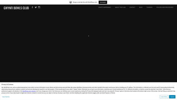 Screenshot of the Gwynfi Bowls Club website