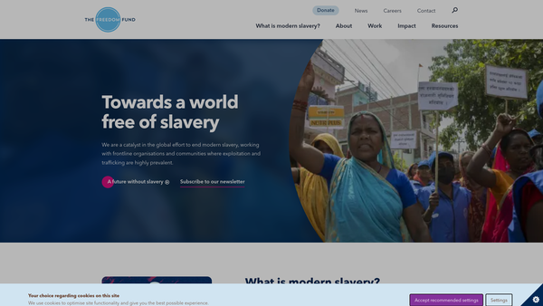 Screenshot of the The Freedom Fund UK website
