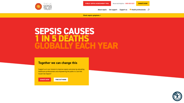 Screenshot of the United Kingdom Sepsis Trust Limited website