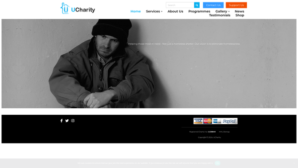 Screenshot of the Ucharity website